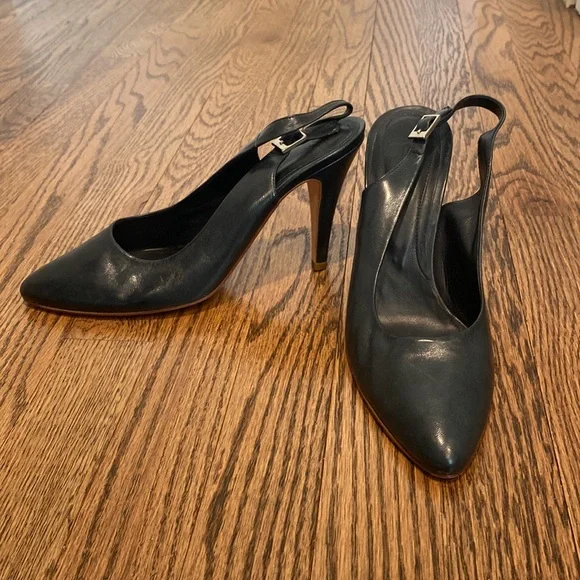 Italian leather sling back pumps womens 7.5 - Picture 3 of 4
